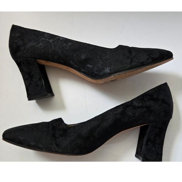 Ann Marino Black Jacquard Block Heel Pumps – Women’s 9.5M - Picture 1 of 10